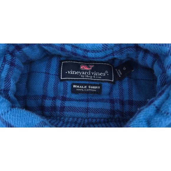 Vineyard Vines Boys Blue Plaid Whale Shirt | Size 6 | 100% Cotton Button Down - Picture 2 of 4